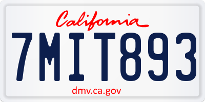 CA license plate 7MIT893