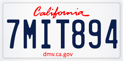 CA license plate 7MIT894