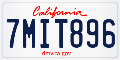 CA license plate 7MIT896