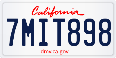 CA license plate 7MIT898