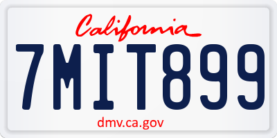 CA license plate 7MIT899