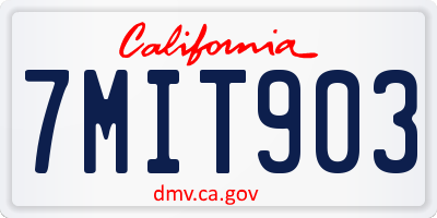 CA license plate 7MIT903