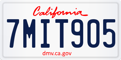 CA license plate 7MIT905