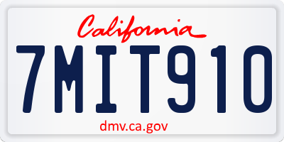 CA license plate 7MIT910