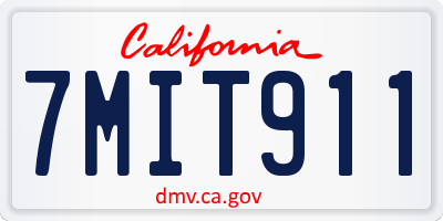 CA license plate 7MIT911