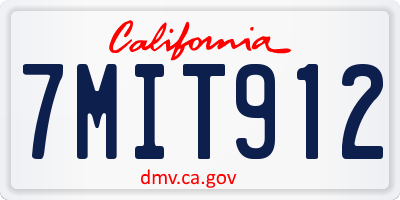 CA license plate 7MIT912