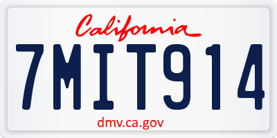 CA license plate 7MIT914