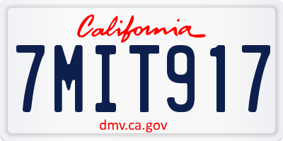 CA license plate 7MIT917