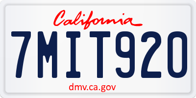 CA license plate 7MIT920