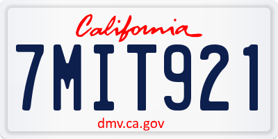 CA license plate 7MIT921