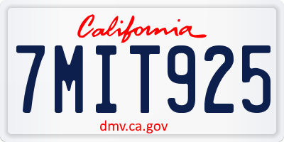 CA license plate 7MIT925