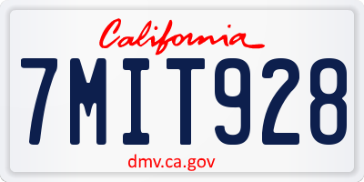 CA license plate 7MIT928