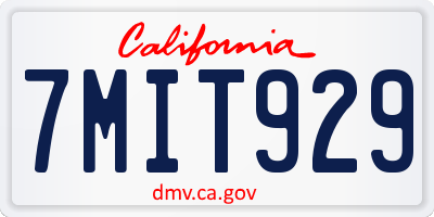 CA license plate 7MIT929