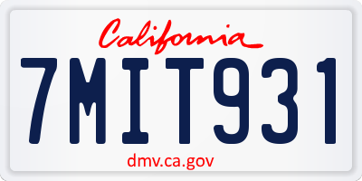 CA license plate 7MIT931