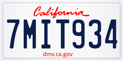 CA license plate 7MIT934