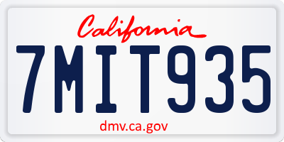 CA license plate 7MIT935