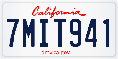 CA license plate 7MIT941