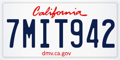 CA license plate 7MIT942