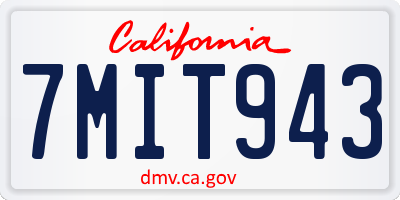 CA license plate 7MIT943