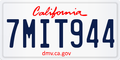 CA license plate 7MIT944