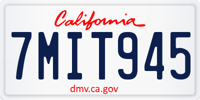 CA license plate 7MIT945