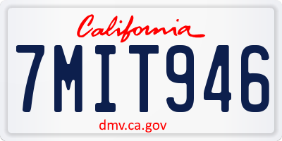 CA license plate 7MIT946