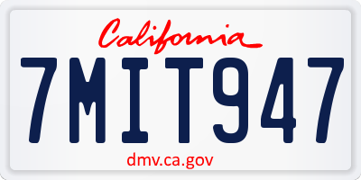 CA license plate 7MIT947