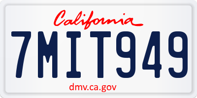 CA license plate 7MIT949