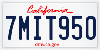 CA license plate 7MIT950