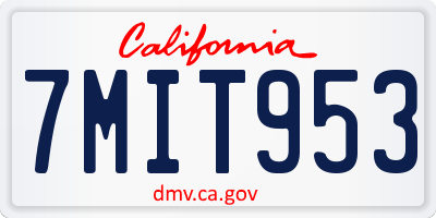 CA license plate 7MIT953