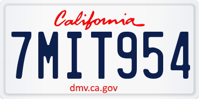CA license plate 7MIT954