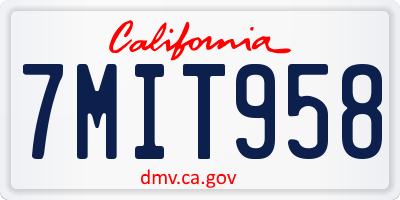CA license plate 7MIT958