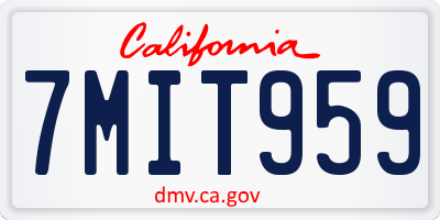 CA license plate 7MIT959