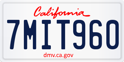 CA license plate 7MIT960