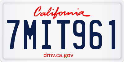 CA license plate 7MIT961