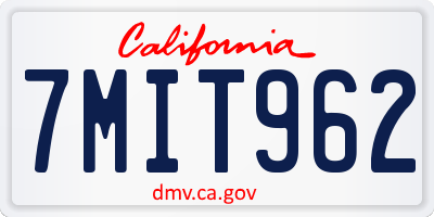 CA license plate 7MIT962