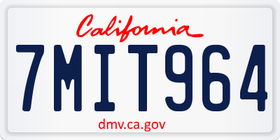 CA license plate 7MIT964