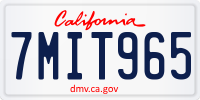 CA license plate 7MIT965