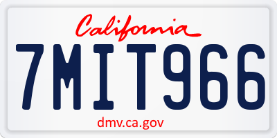 CA license plate 7MIT966