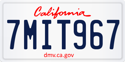 CA license plate 7MIT967