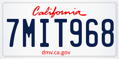 CA license plate 7MIT968