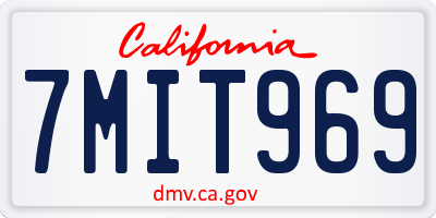 CA license plate 7MIT969