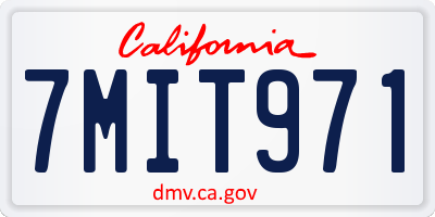 CA license plate 7MIT971