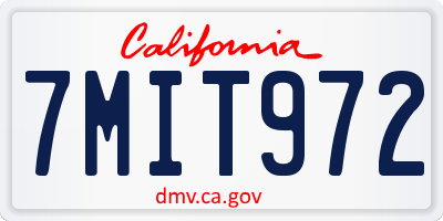 CA license plate 7MIT972