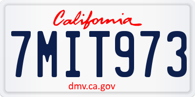 CA license plate 7MIT973