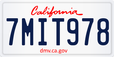 CA license plate 7MIT978