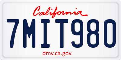 CA license plate 7MIT980
