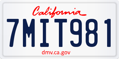 CA license plate 7MIT981