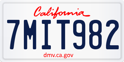 CA license plate 7MIT982