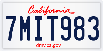 CA license plate 7MIT983